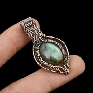 Labradorite Wire Wrapped Pendant Copper Wire Jewelry Labradorite Gemstone Pendant Jewelry Healing Pendant Hand Wrap Pendant Bridal Gift