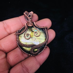 Wire Wrapped Copper Pendant Labradorite Gemstone Jewelry Copper Wire Wrapped Pendant Labradorite Pendant Jewellery Gift For Mother