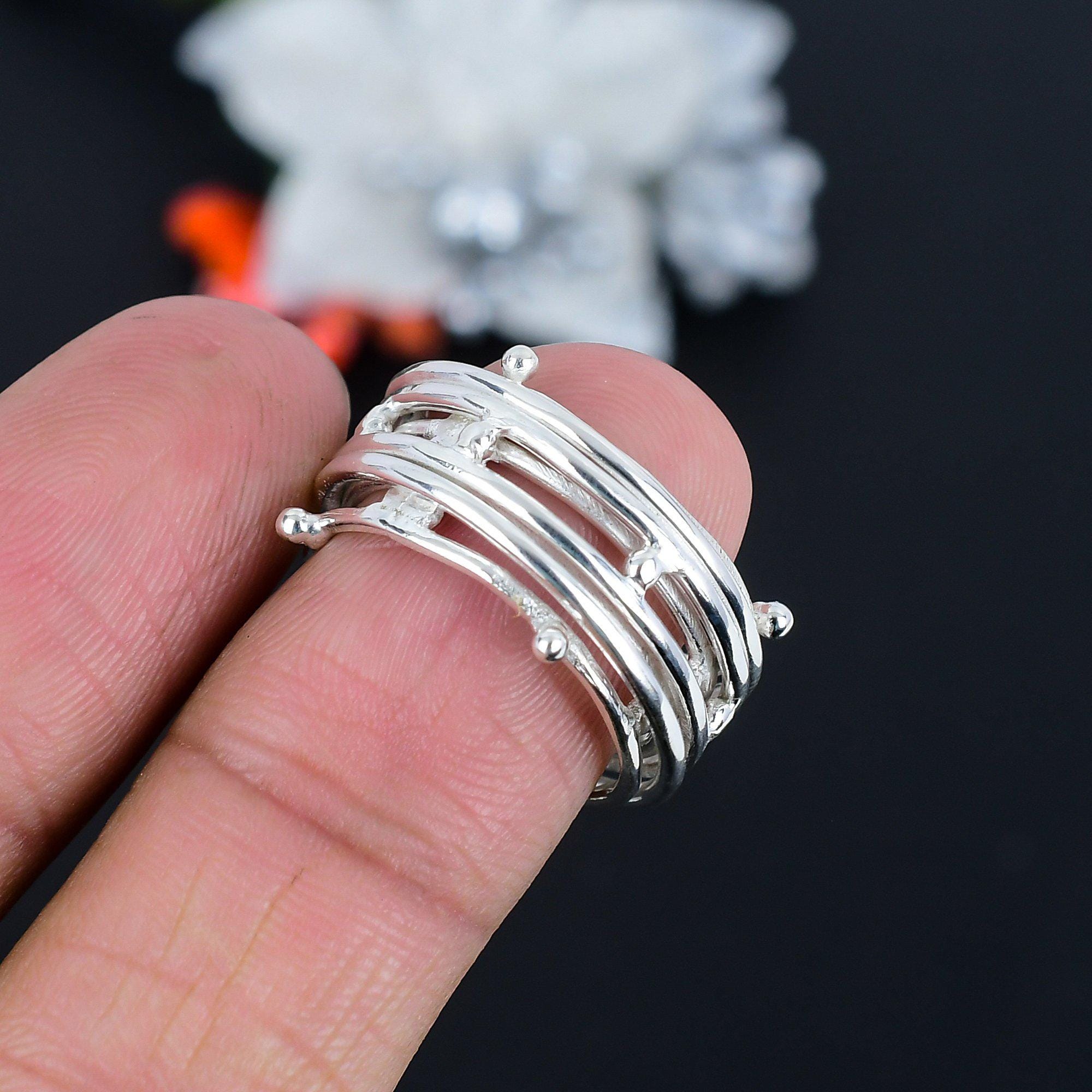 Bague Fidget Spinner Maillon Cubain – Argent Sterling 925 – Méditation, Inquiétude
