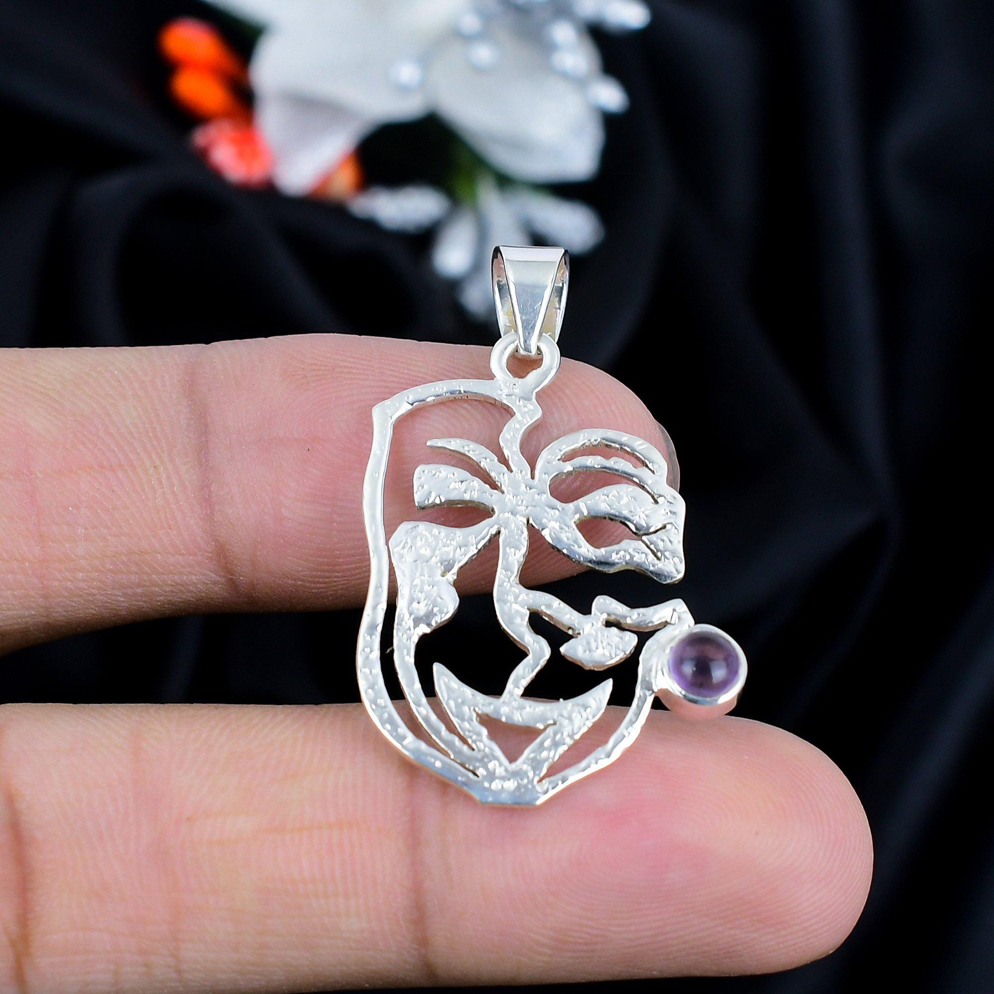 Amethyst Sterling Silver Smile Pendant - Handmade 925 Jewelry - Etsy