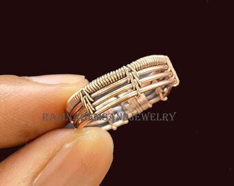 Wikkelronde koperen ring: handgemaakte minimalistische ring, stijlvolle sieraden,