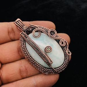 Wire Wrap Agate Oxidized Copper Pendant Handmade Jewelry Wire Wrapped Top Quality Beautiful Piece Unique Piece Gift for Her