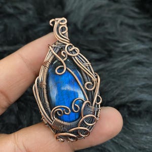 Labradorite Pendant Copper Wire Wrapped Pendant Natural Gemstone Pendant Copper Jewelry Handmade Pendant Gift For Women Labradorite Jewelry