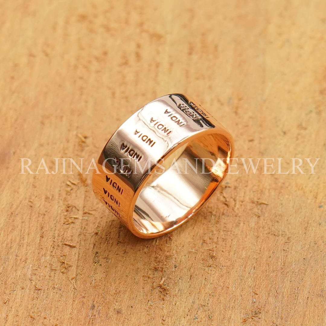 India Engraved Copper Ring | Wide Band Souvenir Jewelry | Personalized ...