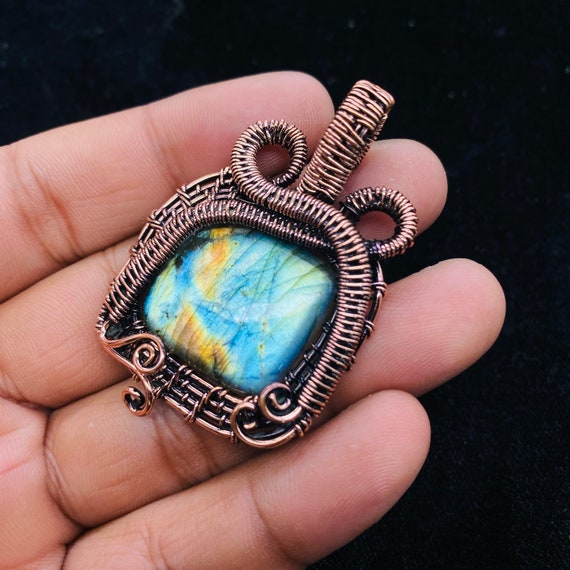 Pendant Square Wire For Jewelry Wire Wrapped Labradorite Pendant