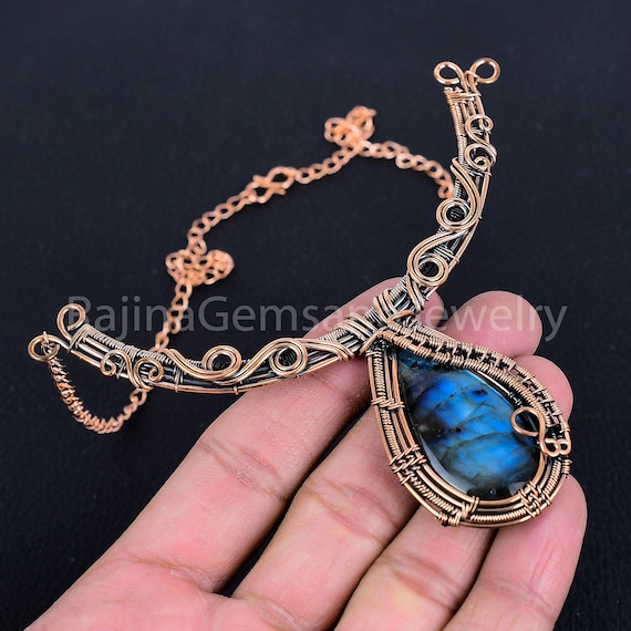 Abalone Shell Rough Copper Mother Gift Electroformed Adjustable Necklace 18.0