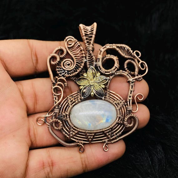 Moonstone Wrapped Jewelry Designs Handmade Copper Wire Wrapped