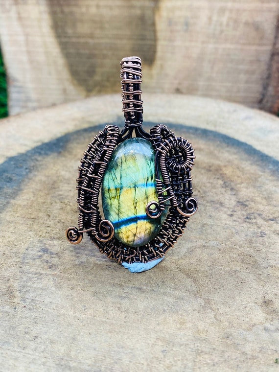 Labradorite Wire Wrapped Copper Pendant Gemstone Jewelry Copper - Main Image