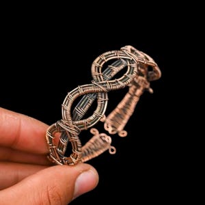 Handmade Wire Wrapped Copper Bangle: Openable Boho Cuff Bracelet