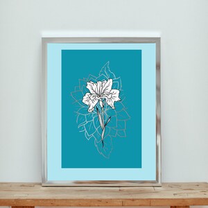 blue and white flower digital wall art print black and white etsy