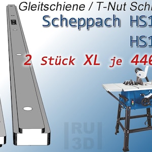 2x szyna ślizgowa 440 mm Szyna z rowkiem T do piły stołowej Scheppach HS 100 + 112, wózek przesuwny