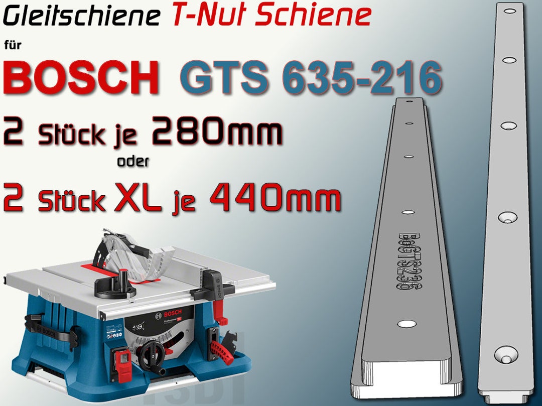 T-Nut Schiene Gleitschiene f. BOSCH GTS 635-216 Tischkreissäge,  Schiebeschlitten - .de