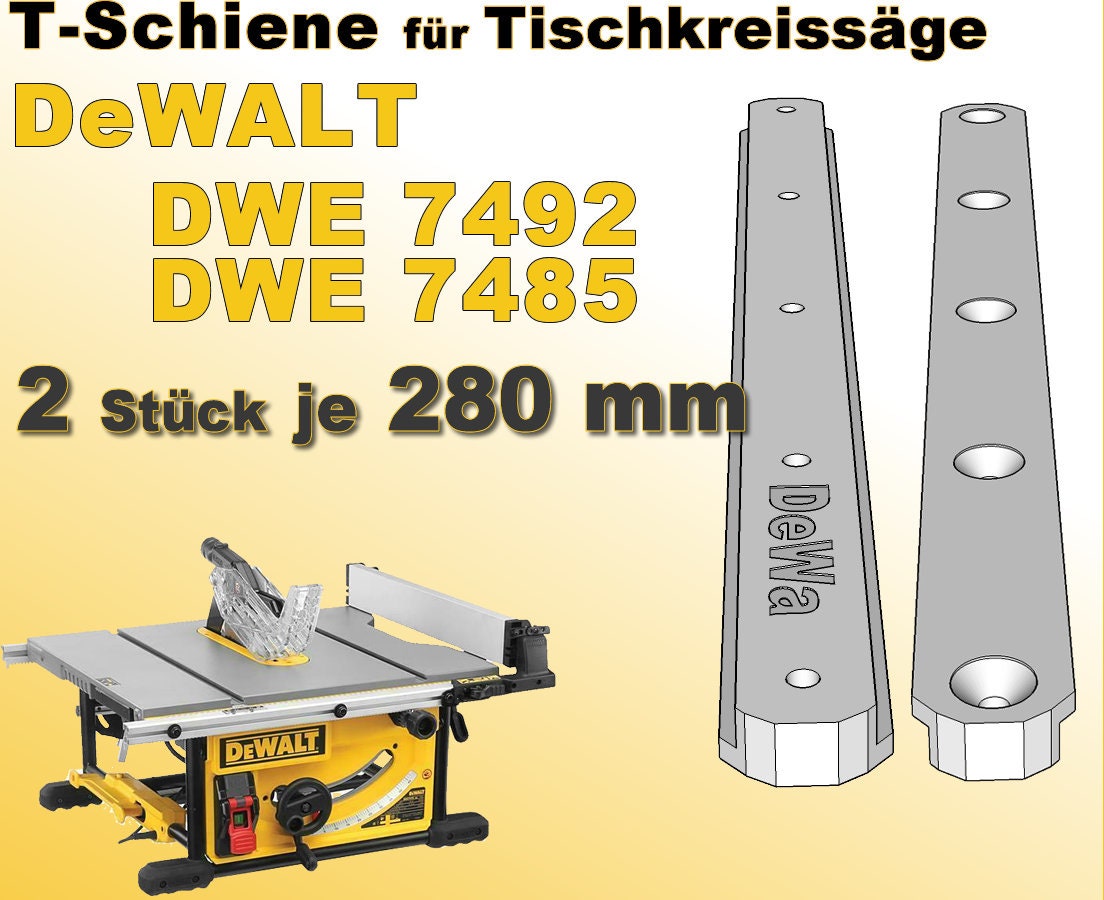 2x 280mm T-bar for Dewalt 7492 and 7485 Table Saw Miter Saw/gauge 
