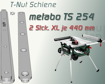 2x 440 mm sliding rail T-rail for metabo TS 254 table saw, sliding carriage