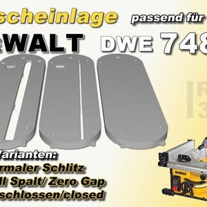 Null Spalt Tischeinlage passend für DeWALT 7485 Tischkreissäge, Einlegeplatte zero clearance