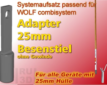 Extension de manche à balai de 25 mm adaptée au système combi WOLF