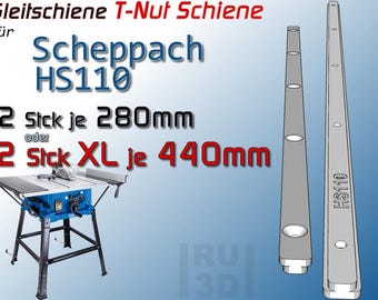 T-slot rail sliding rail for Scheppach HS110, construction sliding carriage