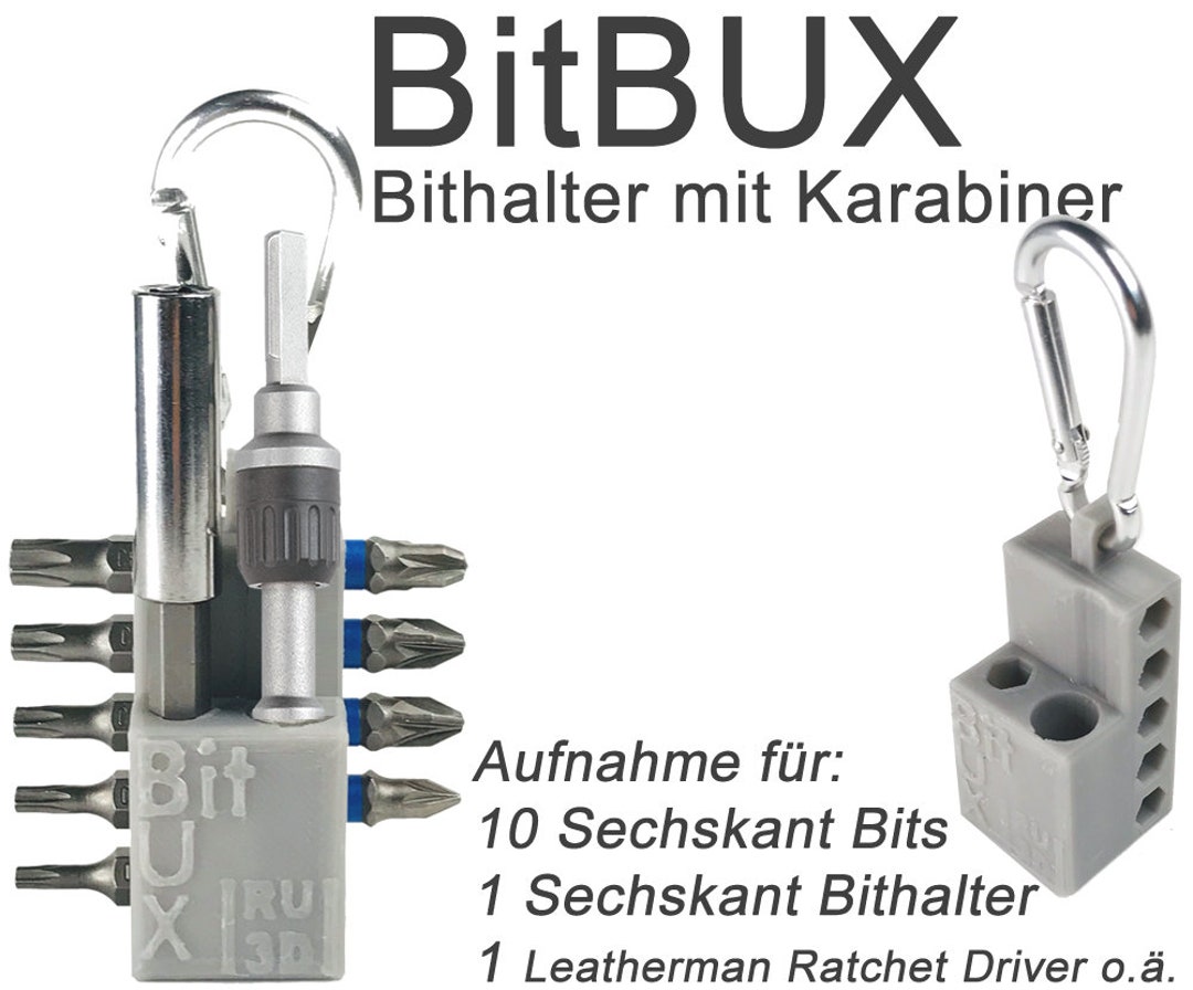 Bitbux, Bit Holder With Carabiner, Belt Clip, for Torx Bits and