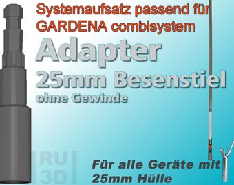 Aufsatz 25 mm Besenstiel Erweiterung passend für GARDENA combisystem