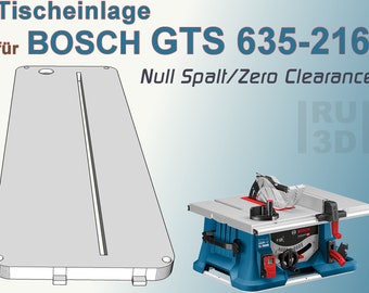 Zero Gap Table Insert for BOSCH GTS 635-216 Table Saw, Zero Clearance 
