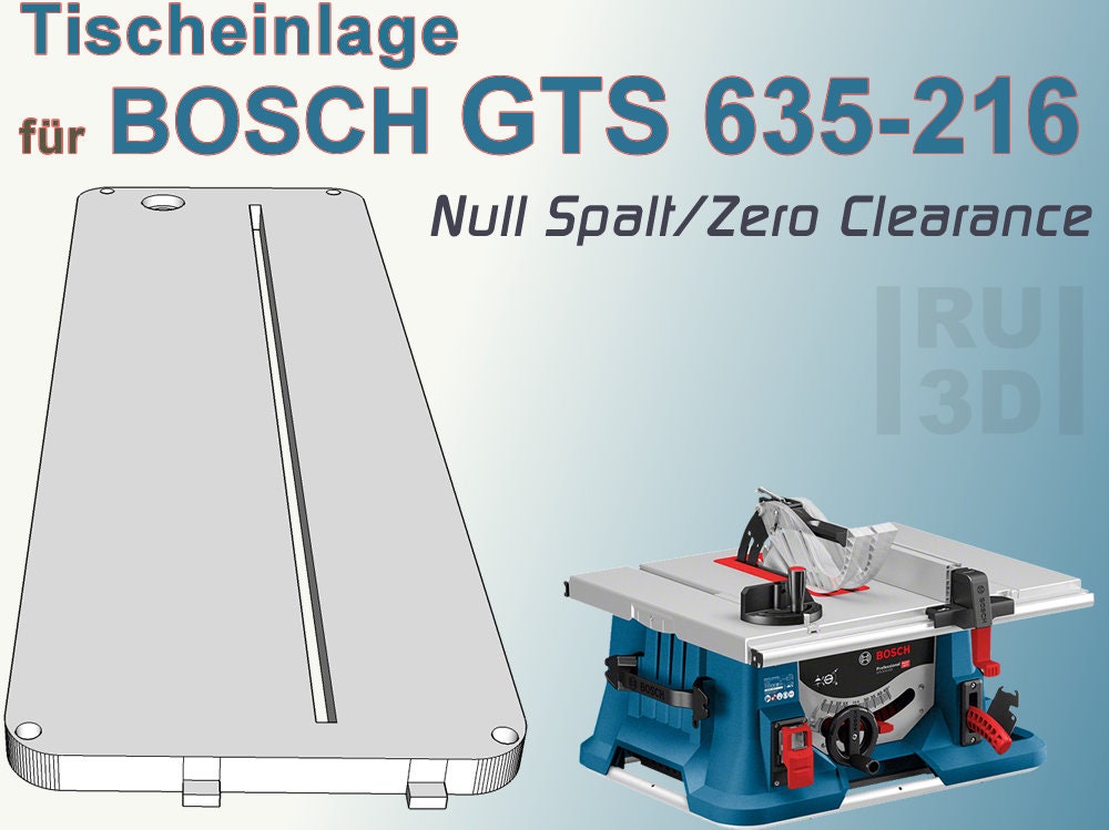 Null Spalt Tischeinlage f. BOSCH GTS 635-216 Tischkreissäge, zero clearance  - .de