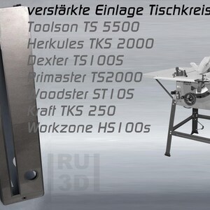 Inserto da tavolo rinforzato adatto alle seghe da tavolo Toolson, Herkules, Dexter, Primaster, Woodster, Kraft e Workzone.