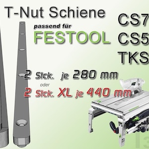 T-sleufrail, schuifrail geschikt voor Festool Festo Basis Plus, tafelgroef rondom