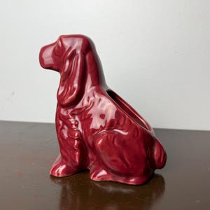 ヴィンテージ USA ショーニー陶器 レッドバーガンディ セラミック コッカースパニエル プランターポット