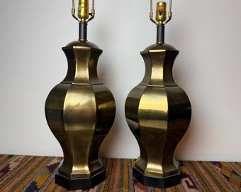 Vintage Hammered Brass Ginger Jar Lamps, Hollywood Regency PAIR - Etsy