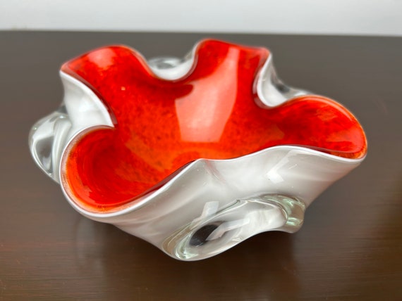MCM Murano Copper Aventurine Art Glass Sculptural Bowl/ashtray by