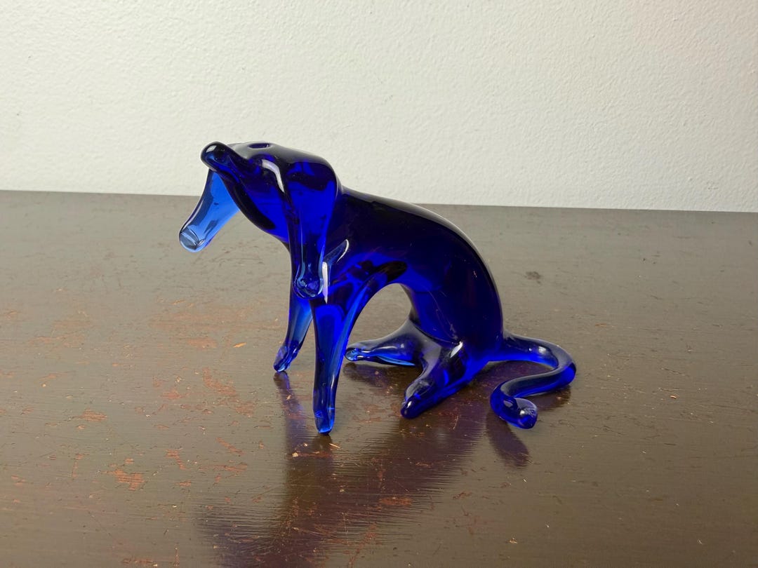 Vintage Cobalt Blue Art Glass Dog Figurine by Pilgrim Glass - Etsy