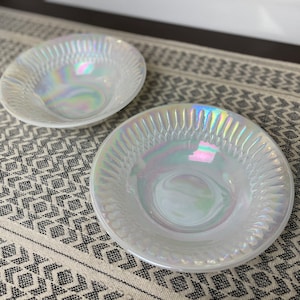 Federal Glass Moonglow 8.5 « Dessert / Cereal Bowl Set, vaisselle iridescente vintage