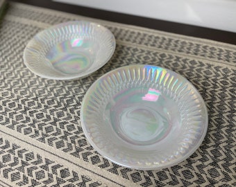 Federal Glass Moonglow 8.5” Dessert/Cereal Bowl Set, Vintage Iridescent Dinnerware