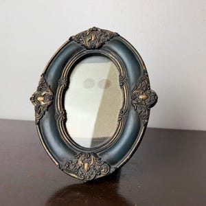 Vintage Oval Ornate Resin Frame, Dark Academia Tabletop Photo Display