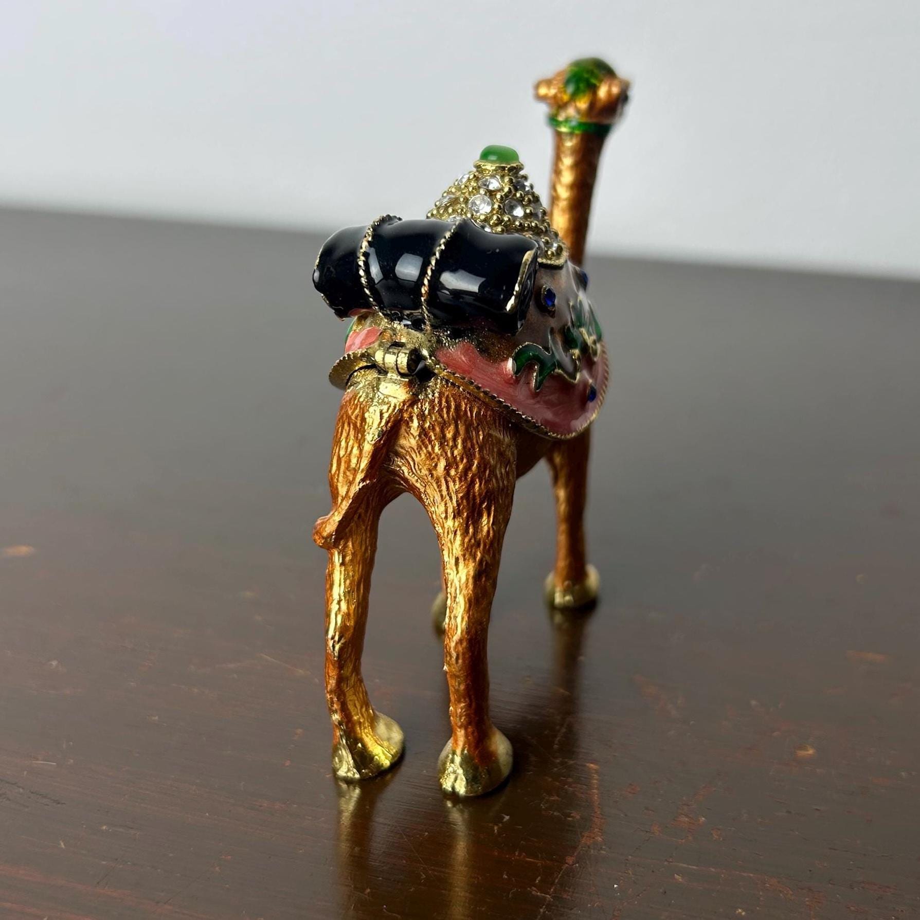 Vintage Enameled Rhinestone Embellished Small Figural Camel