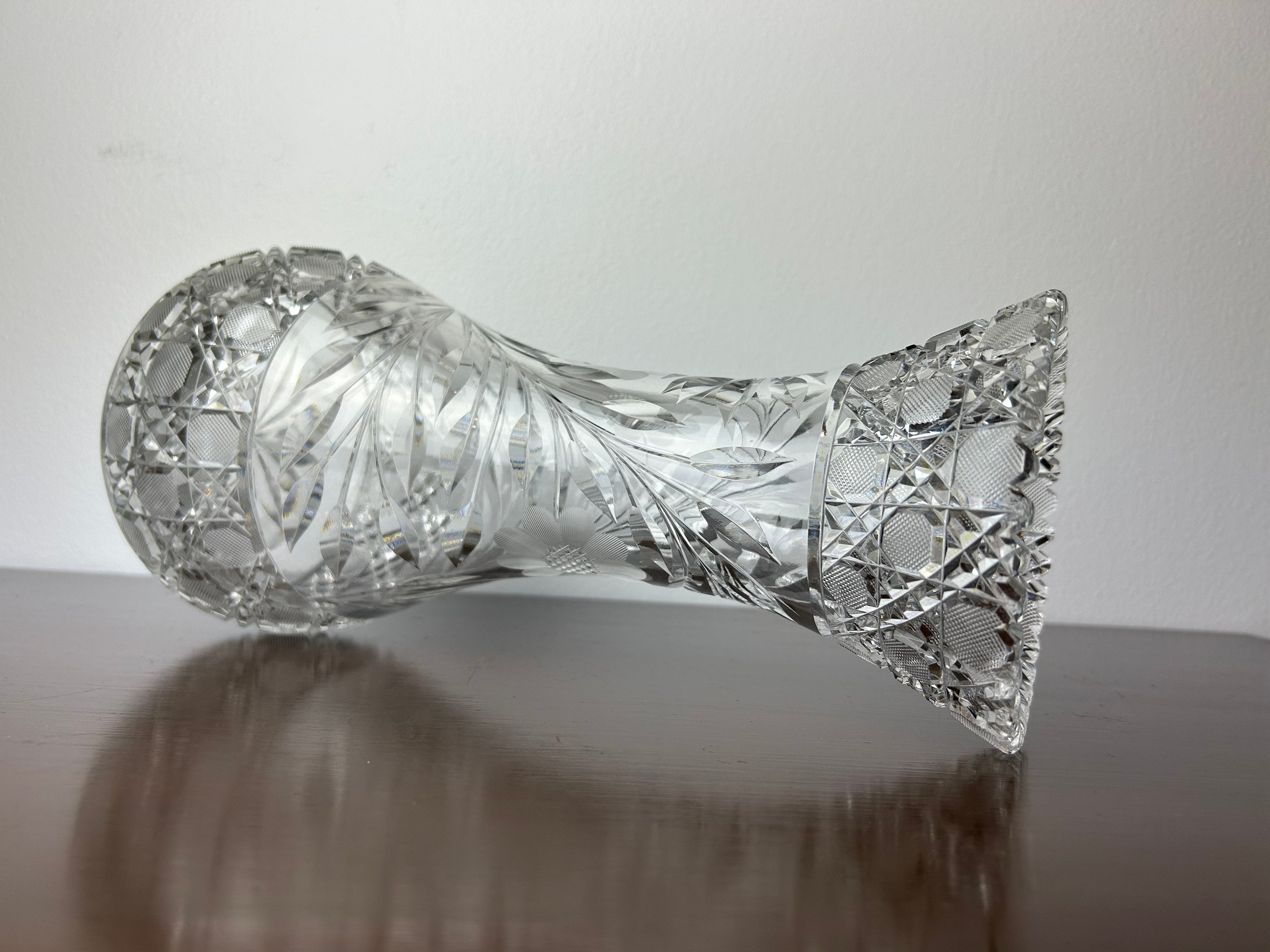 American Brilliant Period Cut Glass Large Flower Vase, ABP Cut Glass, Vintage/Antique Crystal Centerpiece, 1920s Glass