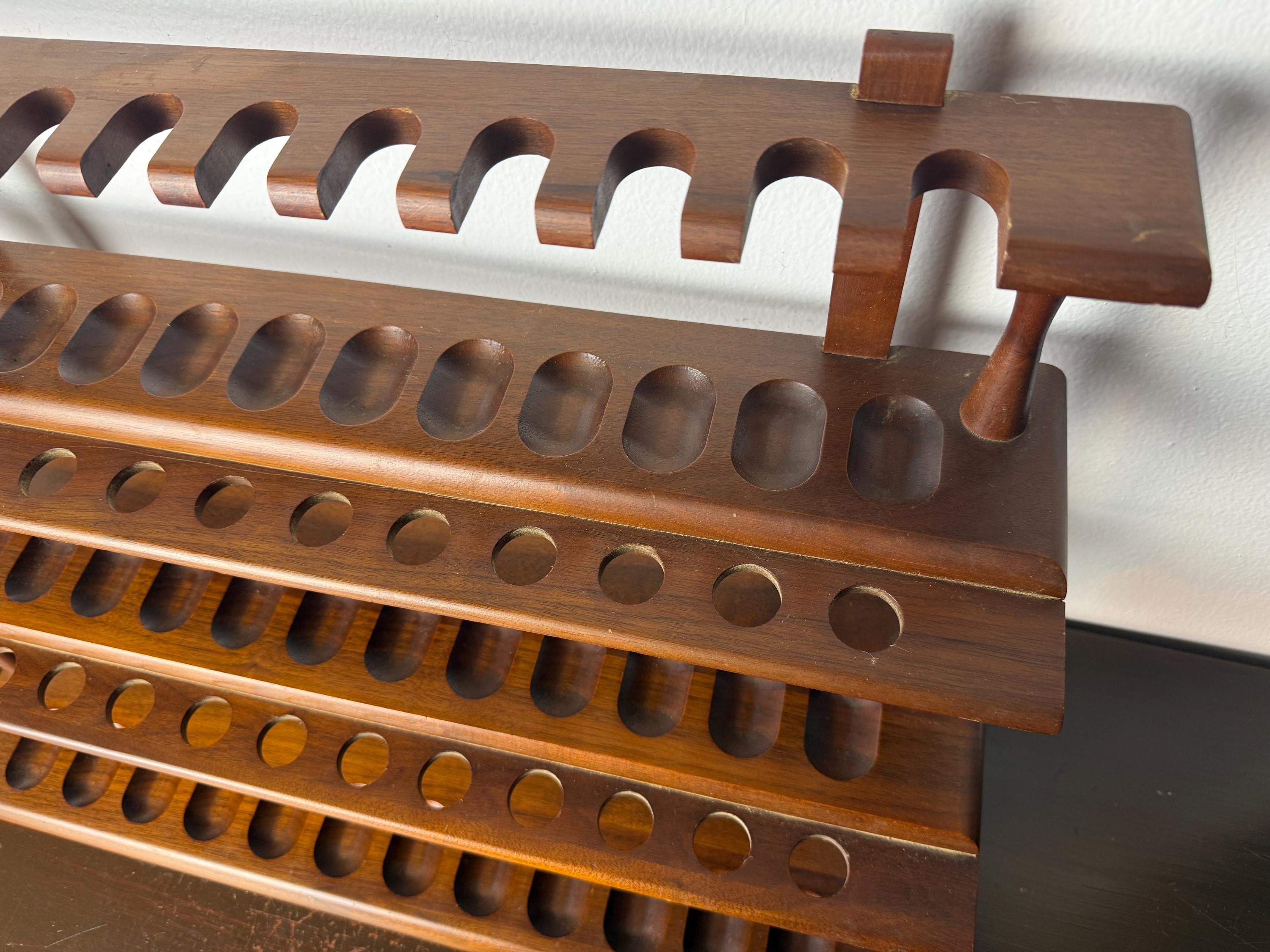 Decatur Industries Pipe Rack Vintage Mid Century Era Walnut Wood 36 Pipe Rack Wall Counter Display ...