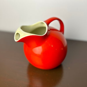 Vintage Hall USA Pottery Bright Red Ball Pitcher, MCM Retro Ceramic Beverage Drinkware Pitcher, Mid Century Modern Kitchenware/Dining