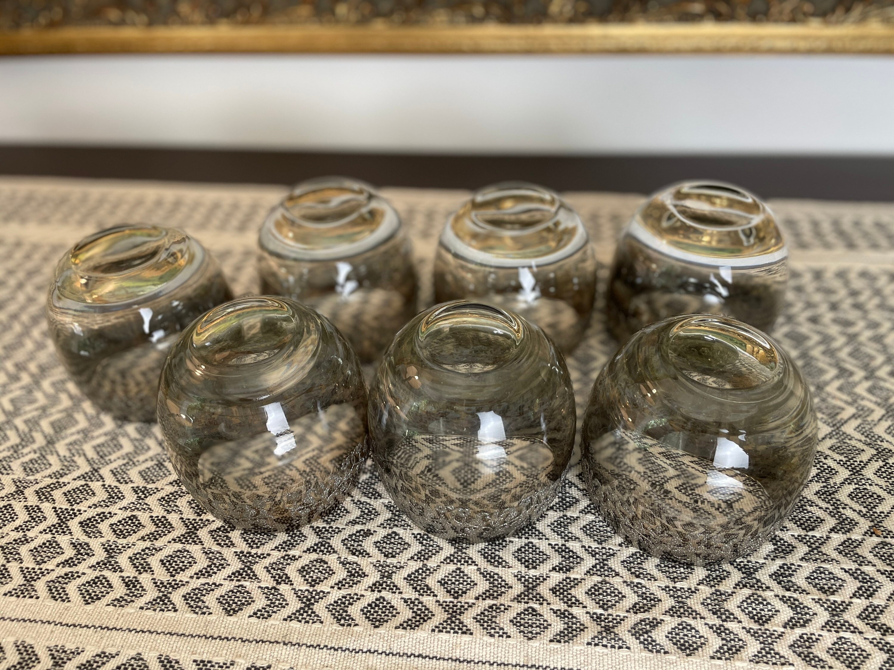 MCM Dorothy Thorpe Silver Fade Roly Poly Glasses, Embossed Flower