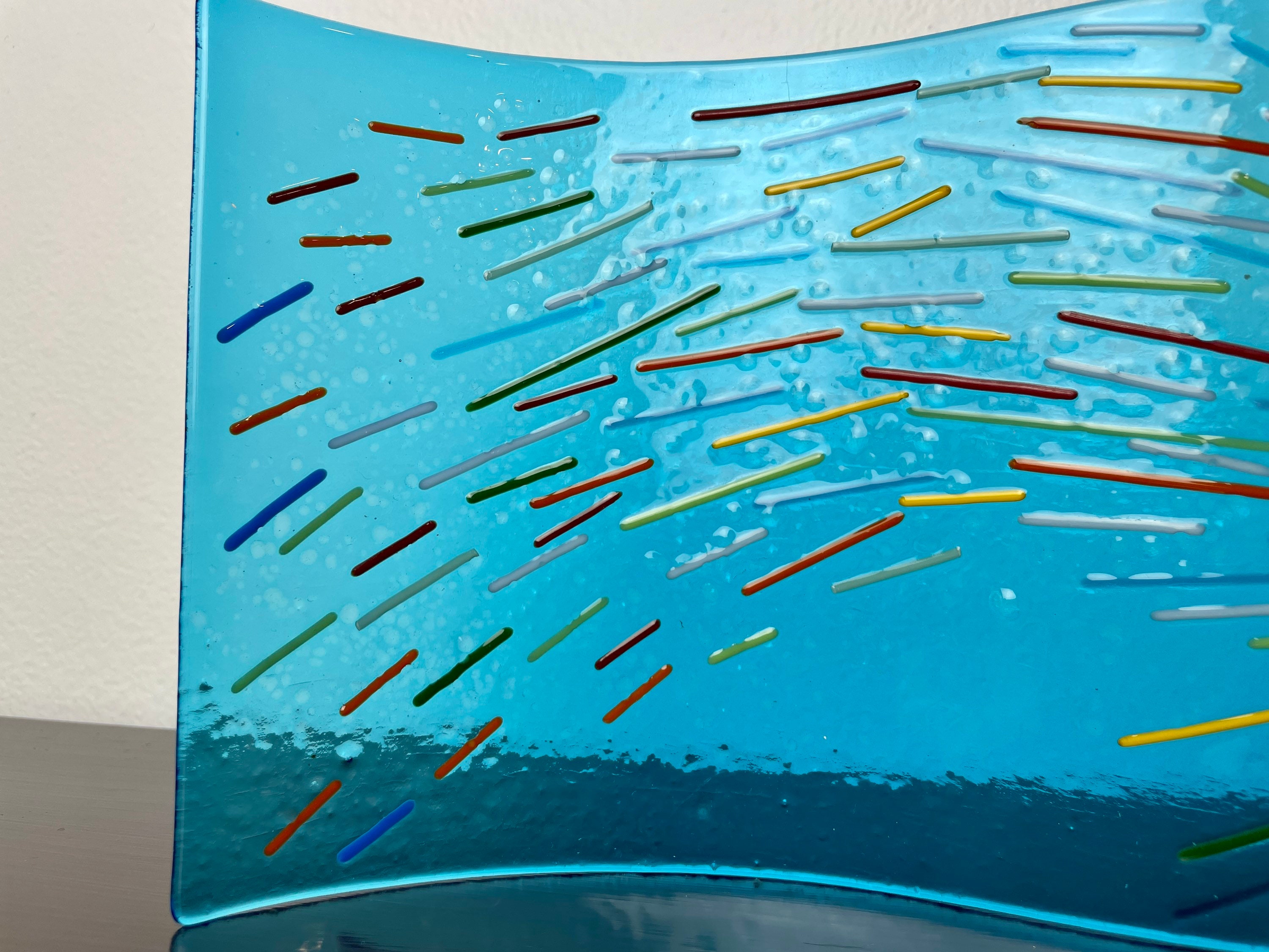 Wavy Fused Studio Art Glass Confetti Window Sill Art Post Etsy
