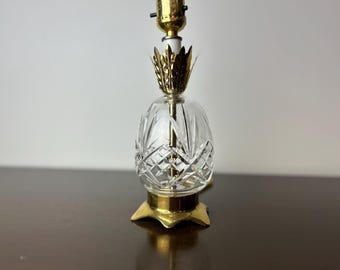 Vintage Crystal and Brass Pineapple Accent Lamp, Hollywood Regency Home Lighting Decor, Welcome Housewarming Gifts