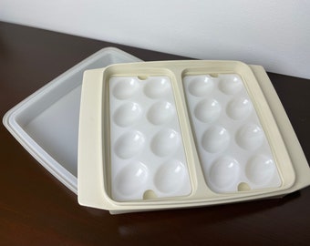 Vintage Tupperware Deviled-eierbakje, keukenopberger uit de jaren 80