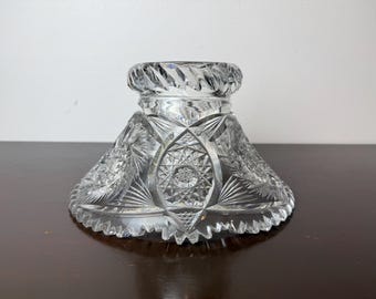 Base para ponchera de pedestal Hobstar de cristal tallado ABP antiguo con diseño de molinillo
