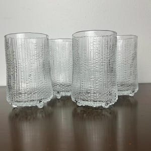 Vintage Tapio Wirkkala for Iittala Ultima Thule 5” Highball Glasses Set, Scandinavian/Finnish Melting Ice Glassware, MCM Barware