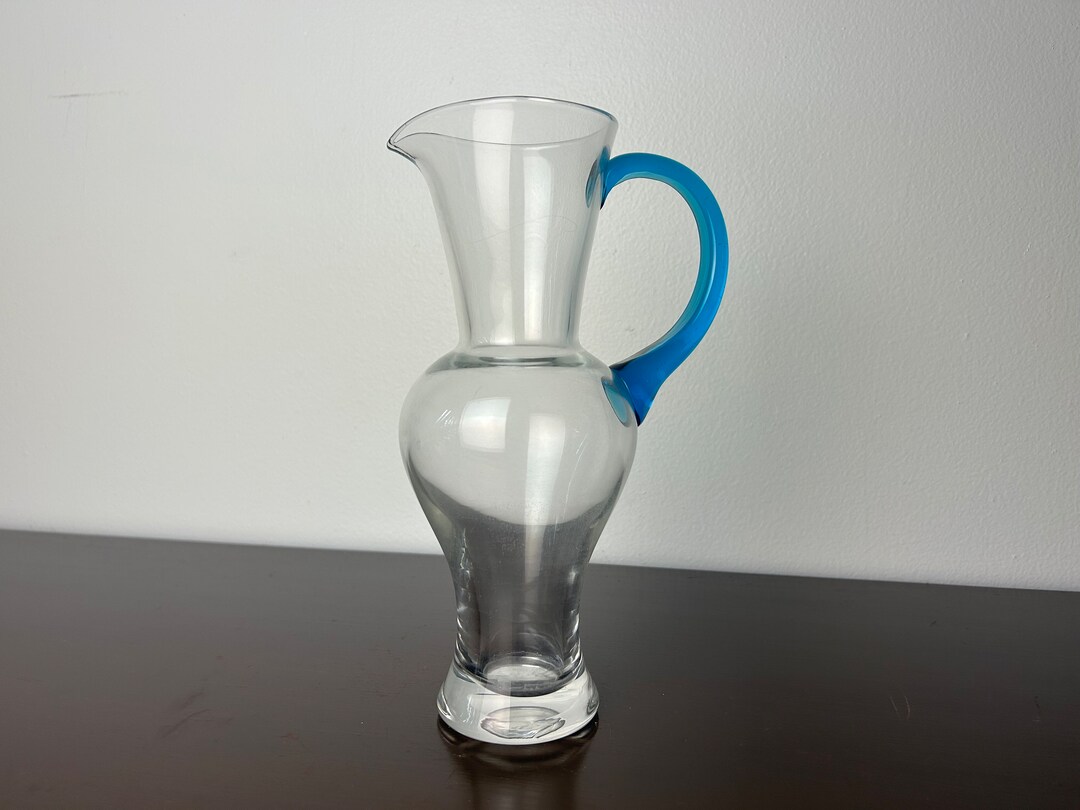 Vintage Polish Hand Blown Beverage Vase Shaped Pitcher Jug/ewer With