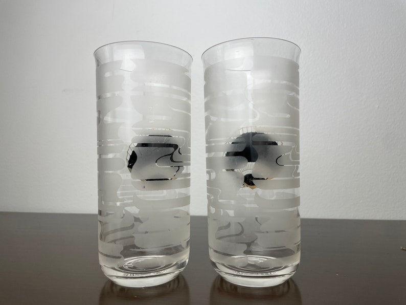 Culver SeaShell Highball Gläser/Becher, Vintage Kunststoff Barware Trinkgläser, MCM Stil, Post Modern, Gold und Schwarz Bild 7