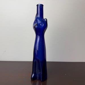Blue Glass Cat Bottle - Etsy
