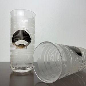 Culver SeaShell Highball Gläser/Becher, Vintage Kunststoff Barware Trinkgläser, MCM Stil, Post Modern, Gold und Schwarz Bild 3