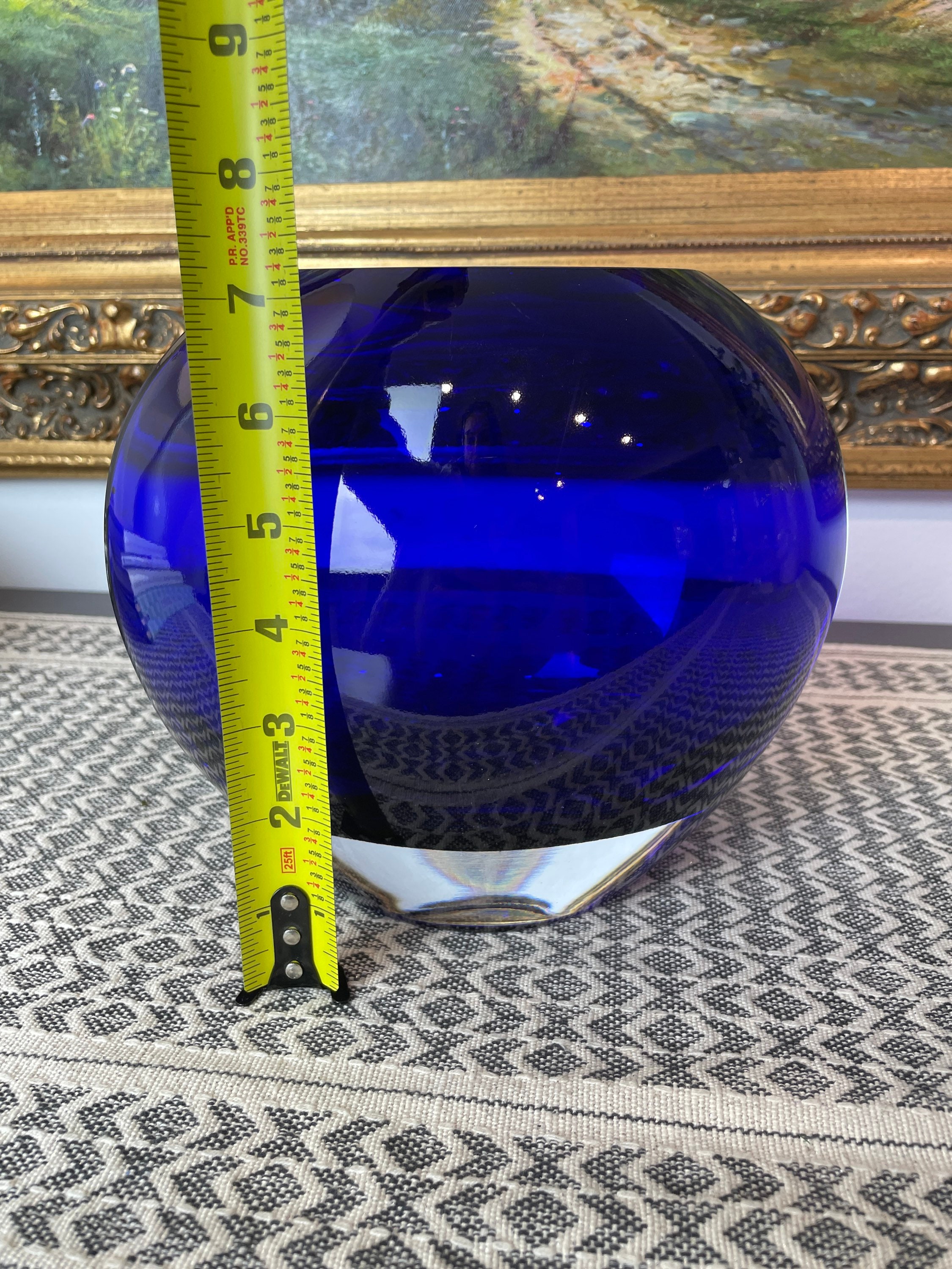 Krosno Cobalt Blue Glass Vase Polish Art Glass Round Glass Etsy