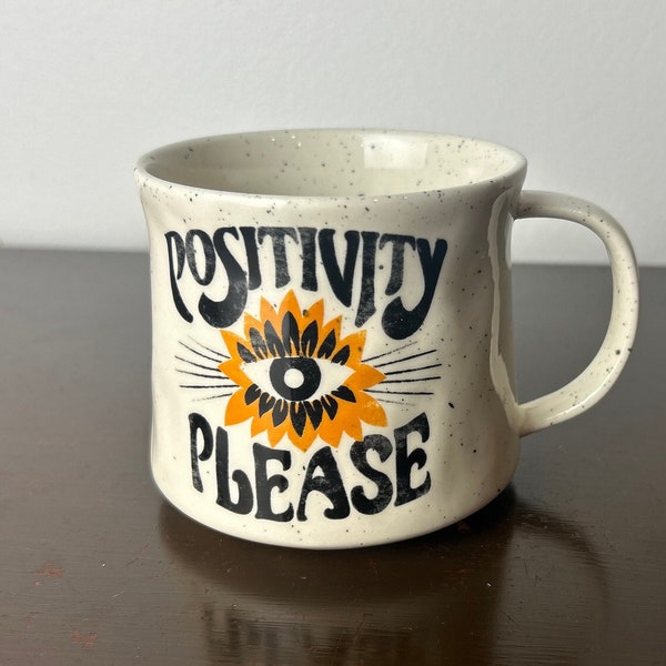 Anthropologie Dazey “Positivity Please” Eye of Horus Large Coffe Mug, Well Being/Healing/Protection Egyptian Symbol, Gift for Her
